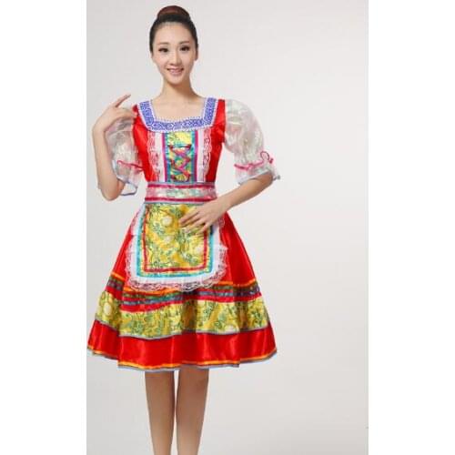 Russian Ethnic dance dress Women Short sleeve Ukrainian