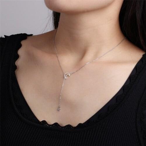 Simple Star & Moon Pendant Necklace For Women New Bijoux Maxi Statement Necklaces Collier Fashion Chain Jewelry