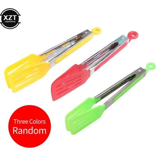 1Pc Nylon Food Tong Stainless Steel Kitchen Tongs Silicone Non-slip Cooking Clip Clamp BBQ Salad Tools Grill Kitchen Accessories