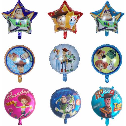 10pcs 18inch Cartoon Story Woody Captain Buzz Lightyear Foil Balloon Toy Hero Helium Balloons Birthday Party Decoration Kids Toy
