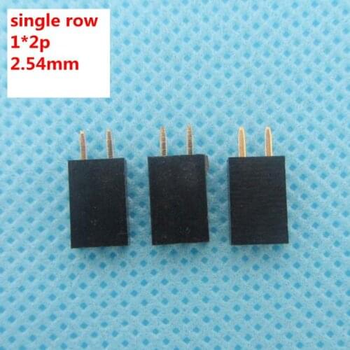 10Pcs/lot 2.54mm Pitch 2 Pin Female Single Row Straight Header Strip 1*2P