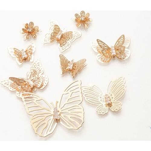 2 PCS Jewelry Making Hair Stainless Steel Butterfly Charm Necklaces Pendant for DIY Handmade Clothes Dress Accessorie Craft