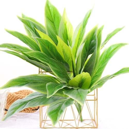 65cm Plastic Green Artificial Leaves Branch Leaf Branches fake Tree Greenery Flower Home Garden Living Room Wedding Plants Decor