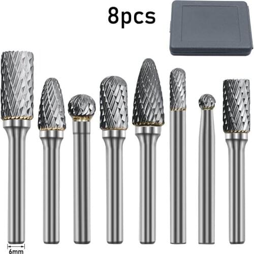 URANN 8Pcs Tungsten Steel Drill Bits Rotary Burrs Metal Diamond Grinding Woodworking Milling Cutters For Drill Bits