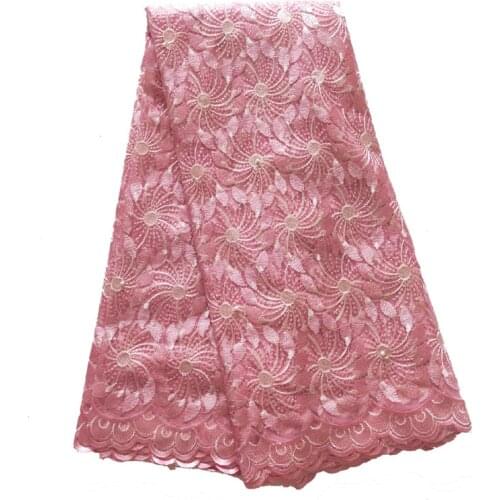 Africa Embroidered Mesh Lace Fabric For Wedding Dress 2020 High quality french Net Tulle Lace Fabric with Pearl