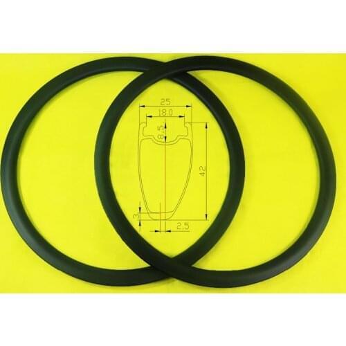 NEWEST design 395g 42mm Asymmetric Road Carbon Rims 25mm width UD 3K 12K Twill Tubeless Clincher disc cyclocross bike Wheels