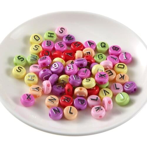 100pcs/pack 10MM Acrylic English Letter Loose Beads 3 Colors DIY Childrens Early Education Handicrafts Accessories Beads