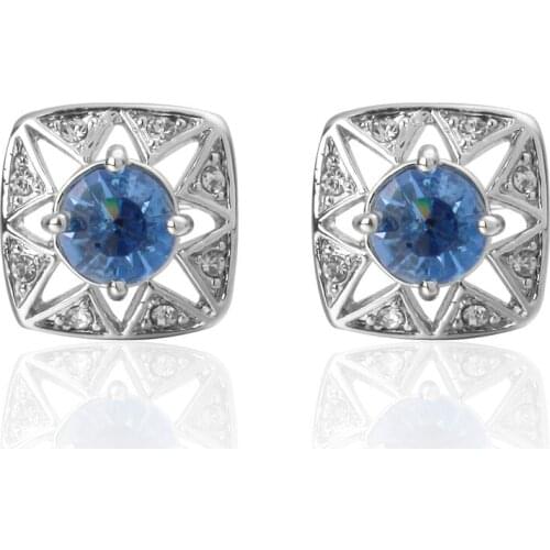 C-MAN Luxury shirt silvery Blue Crystal metal cufflink for mens Brand cuff buttons cuff links High Quality abotoaduras Jewelry