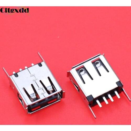 Cltgxdd 1PCS USB 2.0 Jack A Type USB Connector 4 Pin Female Socket Straight Feet 180degree DIP (H=13.0mm)