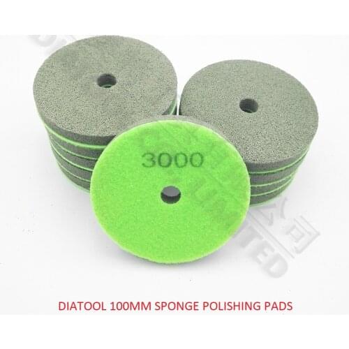 DIATOOL 10pcs 100MM Sponge Diamond Polishing Pads for marble soft Stone Grit 3000 New type Wet sanding discs
