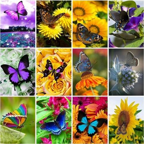 DIY Flower Butterfly Arrangement 5D Diamond Painting Full Round/Square Rhinestone Mosaic Romantic Embroidery Cross Stitch Art