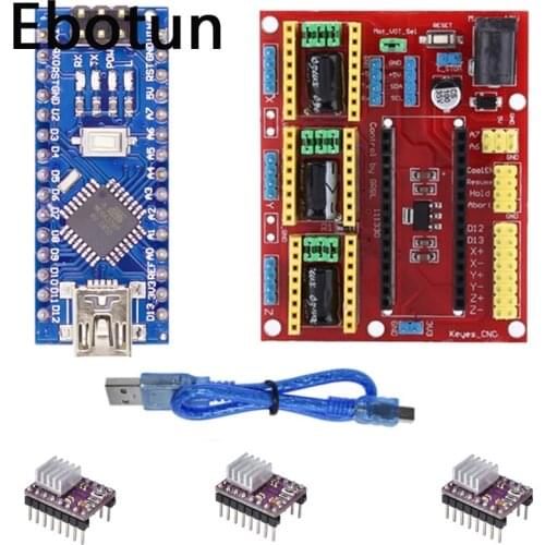 For 1SET 3DV4 CNC Shield V4 + Nano 3.0 + 3pcs DRV8825 Reprap Stepper Drivers Set For Arduino