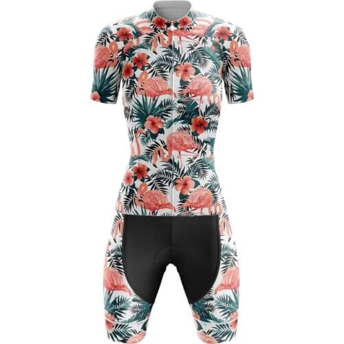 Flamingo New Cycling Jersey Set Short Sleeve Bike Clothing Bib Shorts Gel Breathable Pad Summer Roupa Ciclismo Feminina