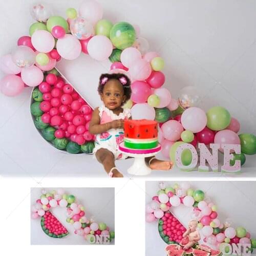 Watermelon Melon 1st Happy Birthday Party Backdrop Newborn Cake Smash Balloon Decor Girl Photography Background Photostudio Prop