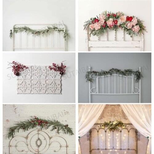 White Wall Bed Headboards Backdrop Heads of Beds Headboard Christmas Decor Boudoir Bedroom Photography Backgrounds Photo Studio