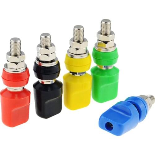 1PCS M8*63 Binding Post 8mm Flat Cap Terminal 4mm Hole Banana Socket 40A High Current Grounding Column M8x63 Banana Plug