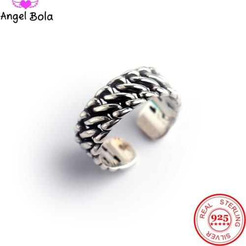 925 Sterling Silver Rings Women Buddha Ring Weaving Femme Personality Fashion Fine Jewelry Simple Open Ring Vintage Ins Style
