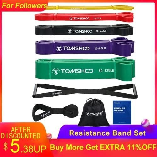 TOMSHOO Resistance Band Set Gym Strength Training Rubber Loops Band Workout Fintess Exercise Bands Door Anchor Ankle Strap
