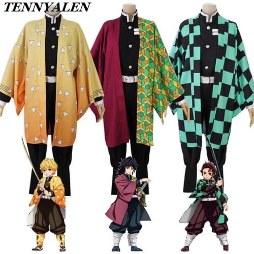 Anime cosplay Demon Slayer Cosplay Costume Japanese Kimono Kamado Tanjirou Nezuko Halloween Costume Adult Anime kimetsu no yaiba