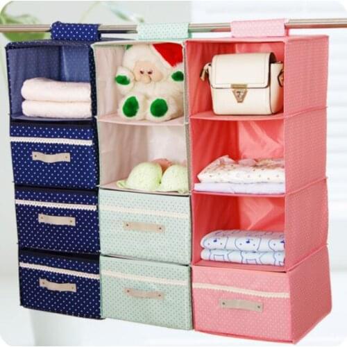 Colorful Multi-layer Fabric Clothing Storage Bag Wardrobe Hanging Sorting Drawer Bags