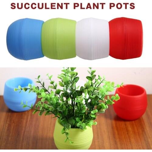 Round Succulent Pots For Succulents Indoor Herb Mini Potted Plants Trays Garden Office Decoration Blue/Green/Red/WhiteYellow