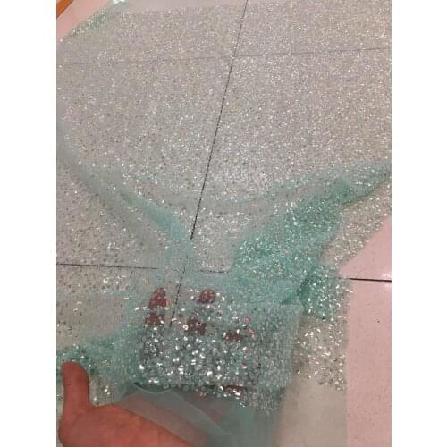 5Yards hot sale Embroidered French Tulle Lace Fabric with beads SYJ-228 Nigerian Net Lace Fabric