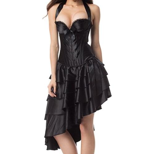 Lady Victorian Vintage Satin Bustle Skirts Costume Asymmetrical Steampunk Cosplay Pirate Corset Carnival Party Fancy Dress