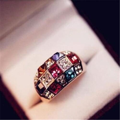 New Luxe Cristal Symphonie Imitation Anneau Modeles Feminins Classique Pour Les Femmes Parti De Mariage Bijoux De Mariee bijoux