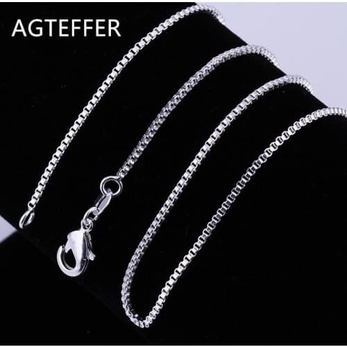 AGTEFFER New 925 Silver 1mm Box Aberdeen Chain Fashion Box Aberdeen With Chain Female Fashion Jewelry Gift