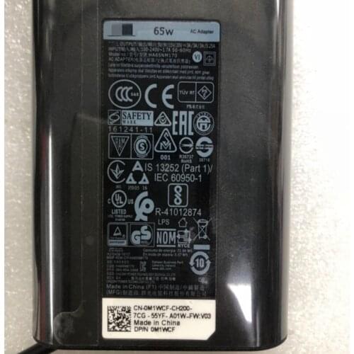 New 0M1WCF M1WCF Power Charger For Dell 7300 7400 Laptop 65W 20V 3.25A USB Type-C AC Adapter HA65NM170