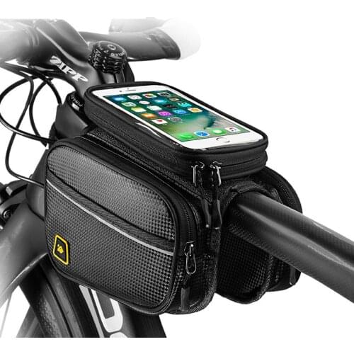 New Store Bicycle Bag Front Frame Large MTB Bike Bag With Waterproof Cover Screen Touch Top Tube Phone Bag Cycling Accessories