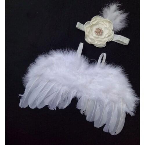 Newborn Photography Props Costume Fashion Baby Kids Headband Feather Angel Wing Q9QB