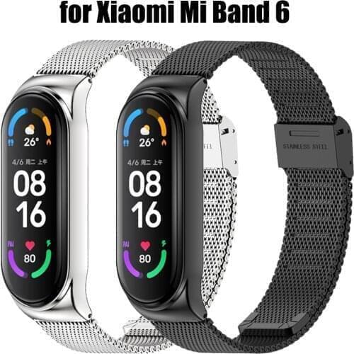 For Xiaomi Mi Band 6 Stainless Steel Strap Bracelet Watchbands Smart Watches Bands Business Luxury Gift xaomi xiomi miband band6