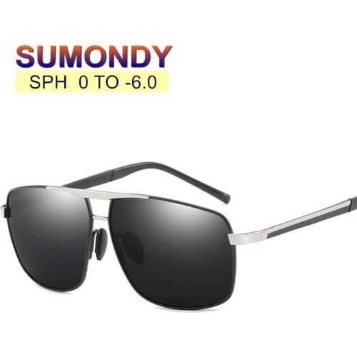 SUMONDY Dioptre 0 -0.5 -1.0 -1.5 -2.0 -2.5 to -6 Myopia Sunglasses Glasses Men Women Alloy Frame Spectacles For Nearsighted UF75