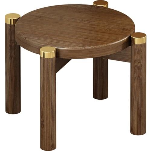 Bedroom Step Ladder Adults Kids Vintage Bathroom Stacking Living Room Bamboo Round Stool Anti Collision Home Gift With 4 Legs