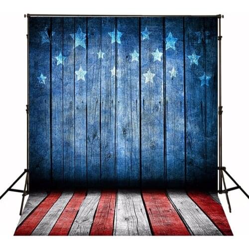 VinylBDS Independence Day Children Photography Background Wood Blue Old Wood Washable and Wrinkle Free Photography Backdrops