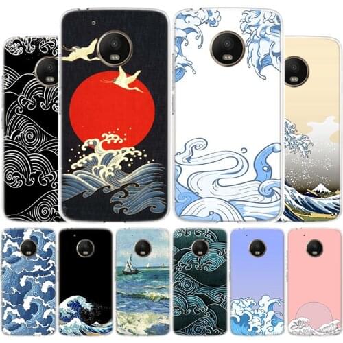 Wave Art Japanese Green Illust Phone Case For Motorola Moto G9 G8 G7 G6 G5 E6 E5 Plus Play Power + One Action Macro Cover Coque