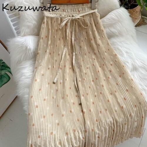 Summer Spring 2021 New Ruffles Patchwork Women Skirt Chic Love Heart Print Pleated Skirts Drawstring Stretch Waist Jupe