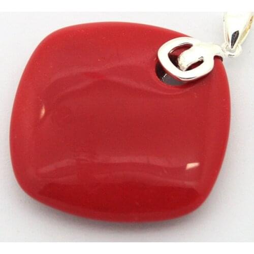 Elegant 925 Sterling Silver 35x35MM Red Coral Pendant for valentines day gift Wind women sterling-silver-jewelry brinco wedding