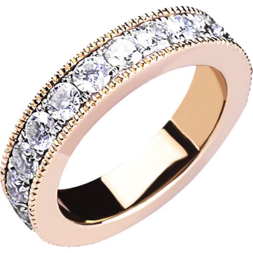 Golden Full Diamond Round Wedding Rings Women Real 925 Sterling Silver Luxury Engagement Proposal Exquisite Elegant Fine Jewelry