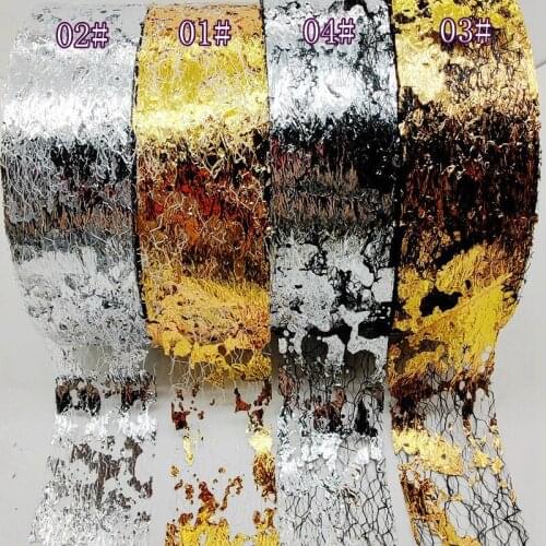 1roll 90m Gold Silver Mesh Nail Foils Aluminum Net Line Glitter Transfer Sticker Foils Paper for Nail Art Decorations