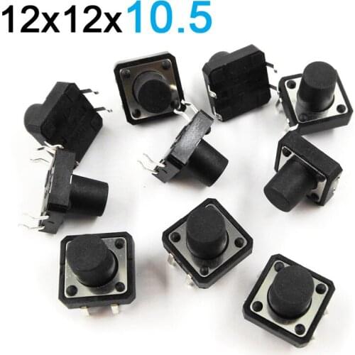 12*12*10.5MM Touch Switch 4 Foot Micro Key Switch Four Feet 12x12x10.5 Copper 10pcs/lot
