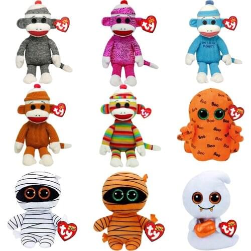 15cm Ty Big Glitter Eyes Color Monkey Halloween Series Plush Stuffed Animal Collectible Soft Doll Toy Christmas Gift