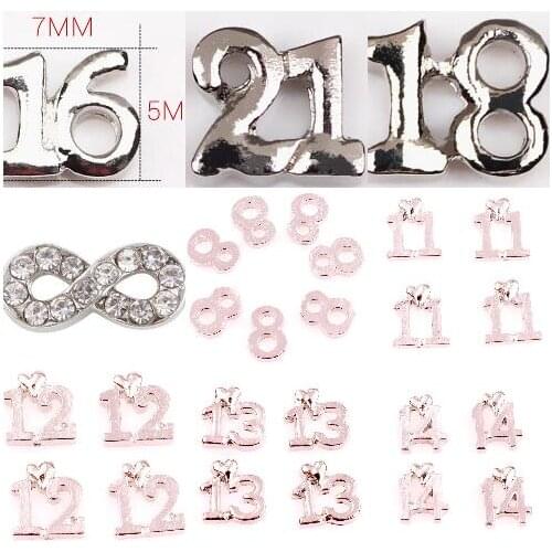 20PCS/lot Numbers 16 18 21 8 Birthday Cake Floating Locket Charms Fit For DIY Memory Magnetic Locket Jewelrys Making