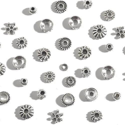 30-200pcs 4/5/6/7/8mm Antique Silver Color Tibetan Metal Beads Charm Loose Spacer Beads For Jewelry Making DIY Bracelet Necklace