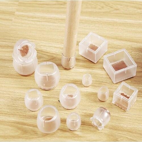 8Pcs Transparent Silicone Chair Leg Caps Furniture Legs Feet Pads Table Covers Wood Floor Protector Glides Feet Caps Protection