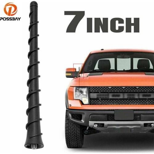 POSSBAY 7inch Car Black Radio Antenna Spiral Style AM/FM Signal metal rod Mast Aerials Fit for Ford F150 Super Duty/Raptor 09-20