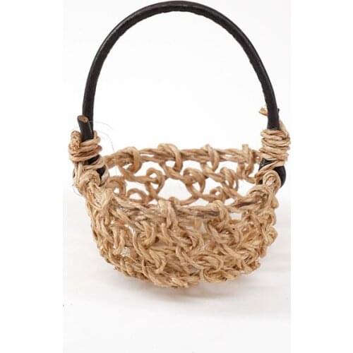 M02-X078 children baby gift Toy 1:12 Dollhouse mini Furniture Miniature rement Hemp rope large capacity basket 1pcs