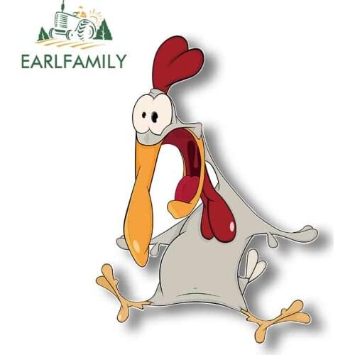 EARLFAMILY 13cm x 9.4cm Car Stickers Gray Cartoon Chicken Pattern DIY Vinyl Deacls Warp Car Accessories for Car Body Windshield