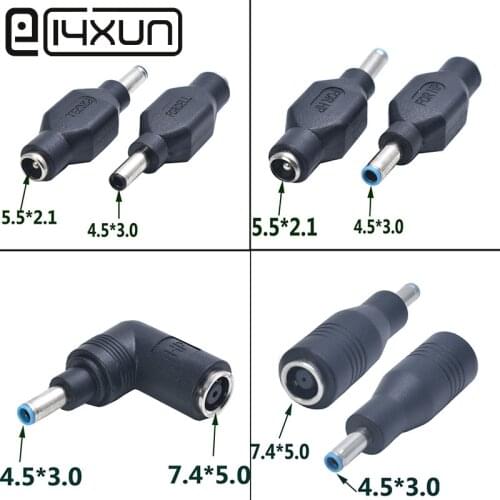 EClyxun 1pcs DC Power Charger 4.5*3.0 Male plug with needle to 5.5*2.1/7.4*5.0mm female socket jack For HP Dell DC power adapter